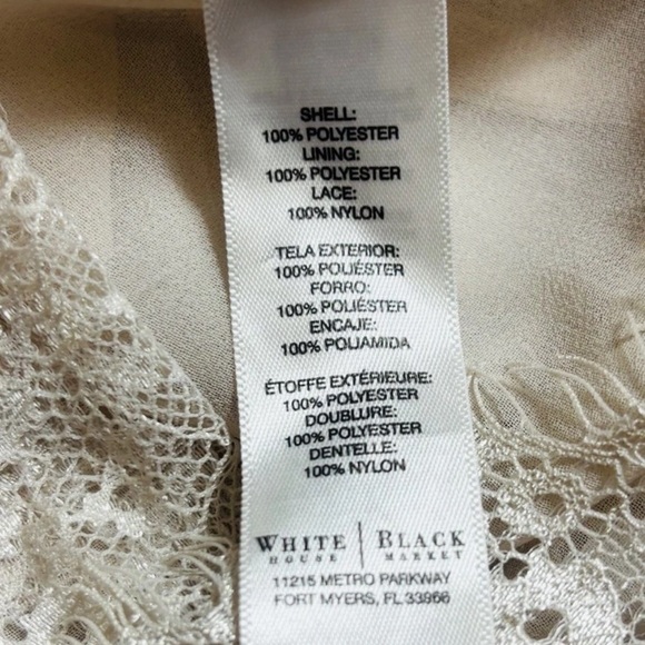 White House Black Market XS Lace Beaded Semi Sheer Lace Top Cami Light Beige - Picture 5 of 10